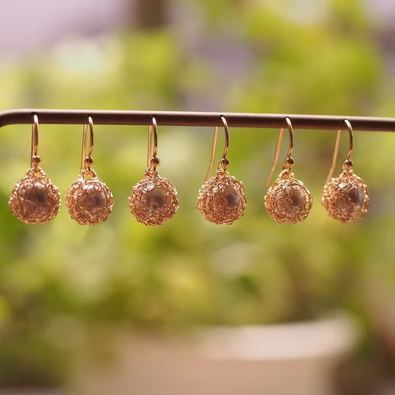 獨家設計 手工勾織 海水珍珠耳環 14KGF Crochet Jewelry