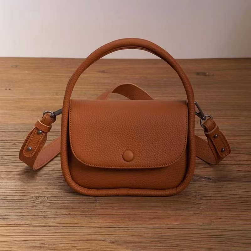 小眾設計真皮手提包側背包 頭層牛皮斜挎單肩包隨身小包手袋