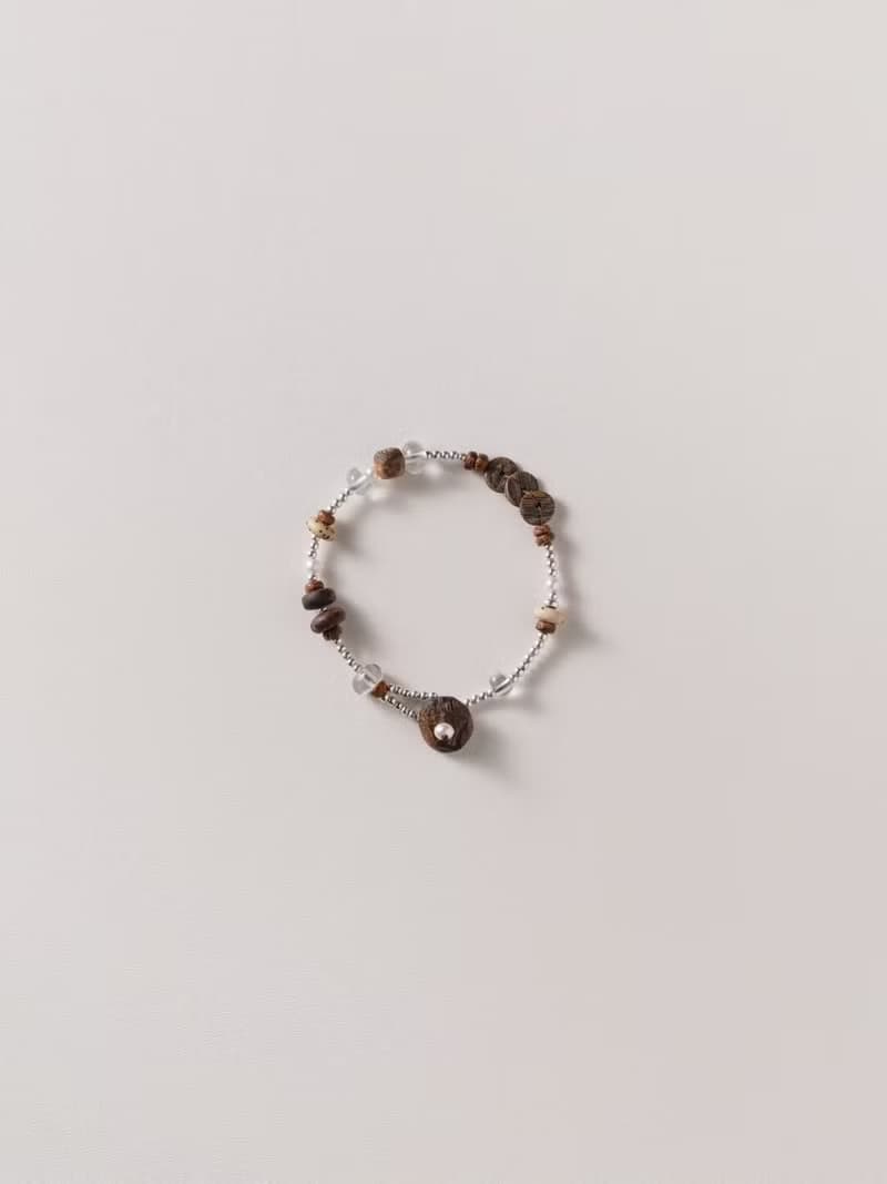 原創手工時絮奇楠沉香天然白水晶手串手鏈s925銀生日禮物