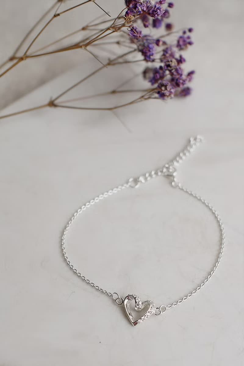 熱戀純銀手鍊 |  情人節禮物 微鑲鋯石 曲線愛心 優雅 精緻 簡約