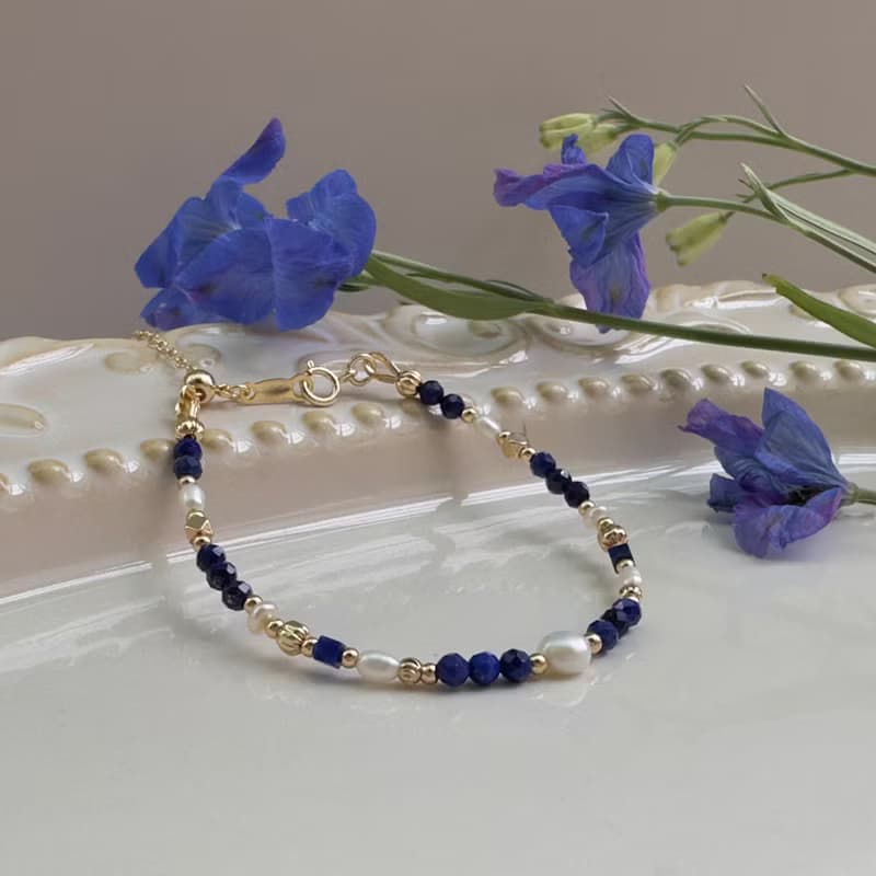 【七月・小飛燕】煉花成你 | 青金石手鍊 長度可調 天然水晶手鍊