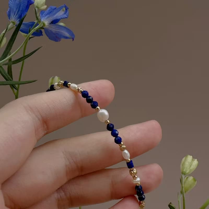 【七月・小飛燕】煉花成你 | 青金石手鍊 長度可調 天然水晶手鍊