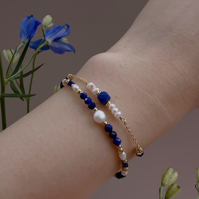 【七月・小飛燕】煉花成你 | 青金石手鍊 長度可調 天然水晶手鍊