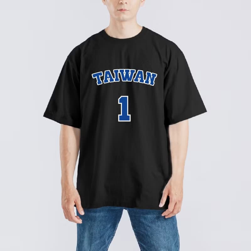 TAIWAN NO 1 台灣 球衣 衣服 落肩 厚磅 寬版 T恤 童裝 黑T 白T