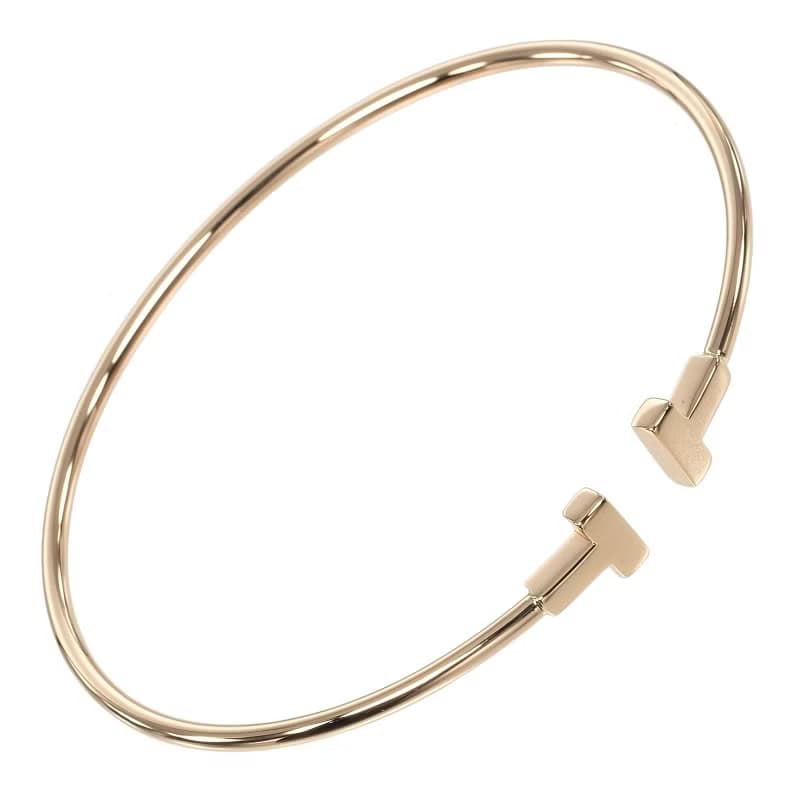 【日本直送】ティファニー ブレスレット Tワイヤー ナロー 腕周り約15.8cm K18PG ピンクゴールド 約5.9g TIFFANY&Co.【中古】Aランク