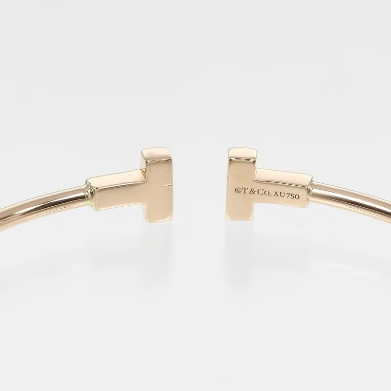 【日本直送】ティファニー ブレスレット Tワイヤー ナロー 腕周り約15.8cm K18PG ピンクゴールド 約5.9g TIFFANY&Co.【中古】Aランク