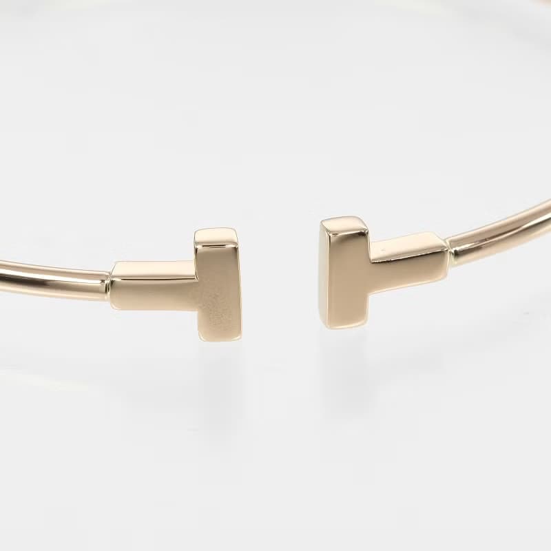 【日本直送】ティファニー ブレスレット Tワイヤー ナロー 腕周り約15.8cm K18PG ピンクゴールド 約5.9g TIFFANY&Co.【中古】Aランク