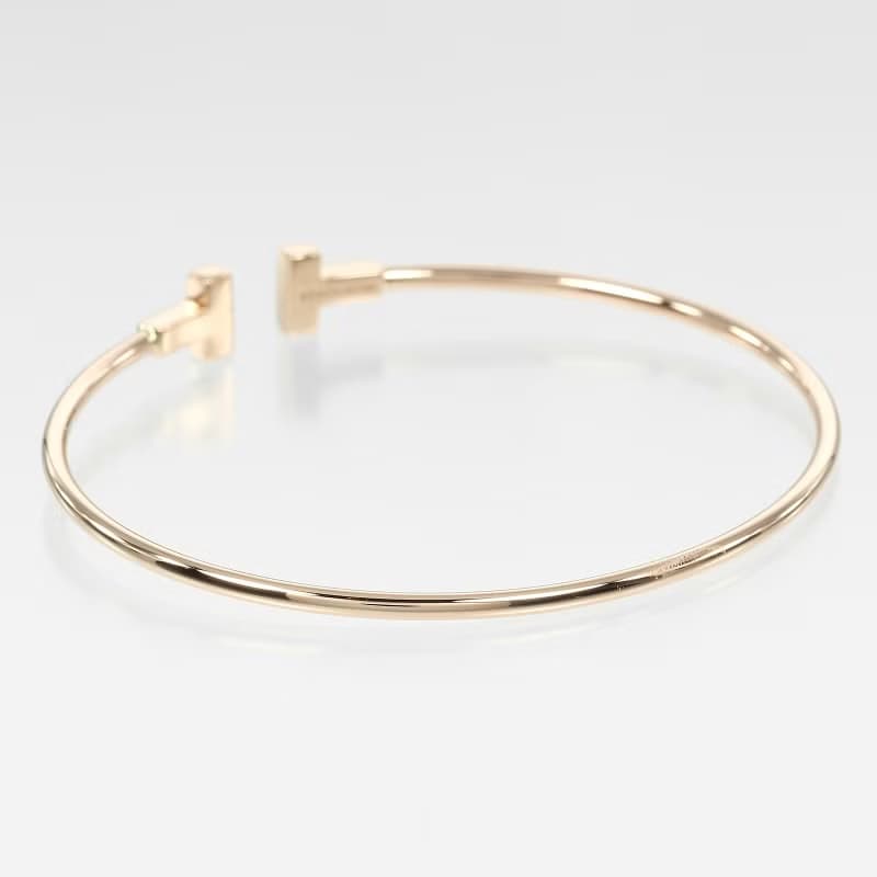 【日本直送】ティファニー ブレスレット Tワイヤー ナロー 腕周り約15.8cm K18PG ピンクゴールド 約5.9g TIFFANY&Co.【中古】Aランク