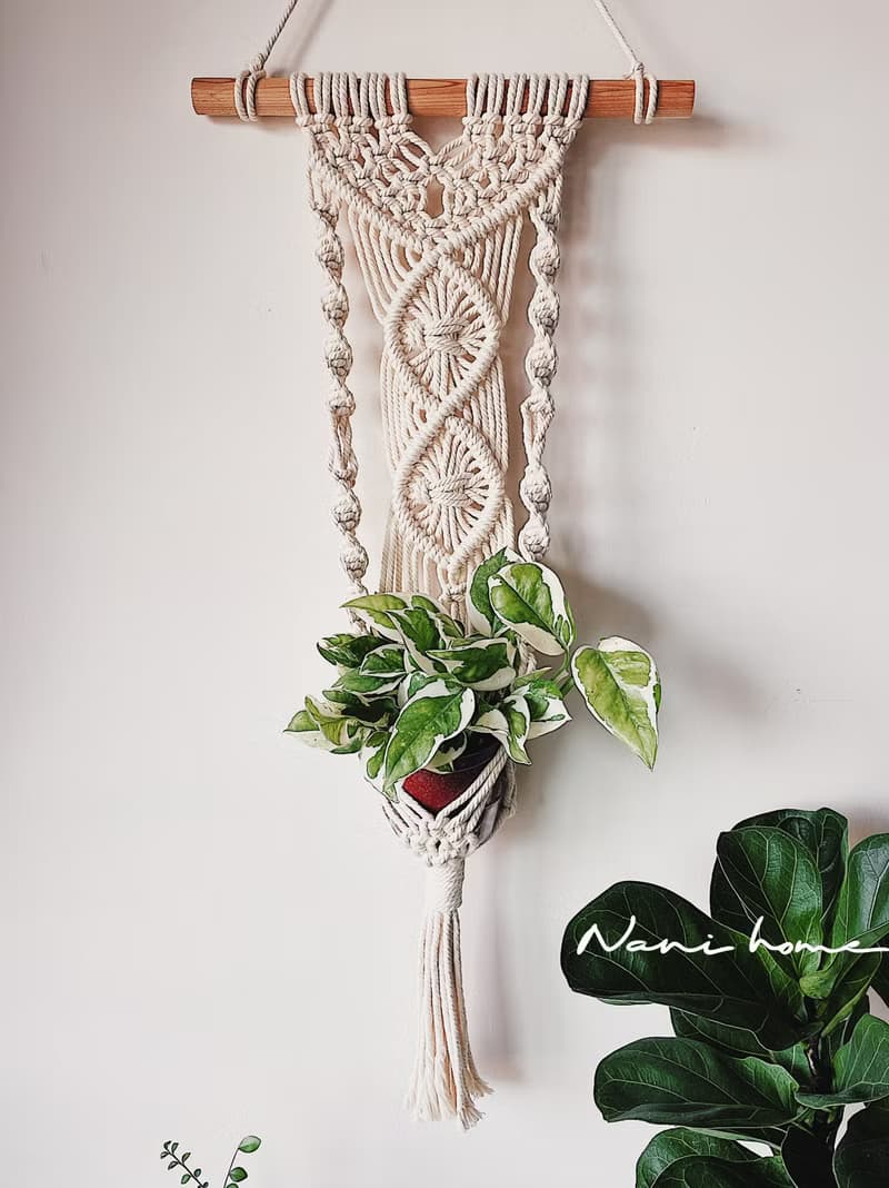 Macrame 訂製編織 植物壁掛花編結植物吊籃