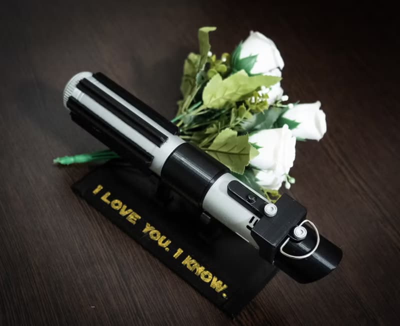 Wedding bouquet holder inspired by Darth Vader lightsaber hilt