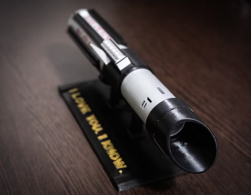 Wedding bouquet holder inspired by Darth Vader lightsaber hilt