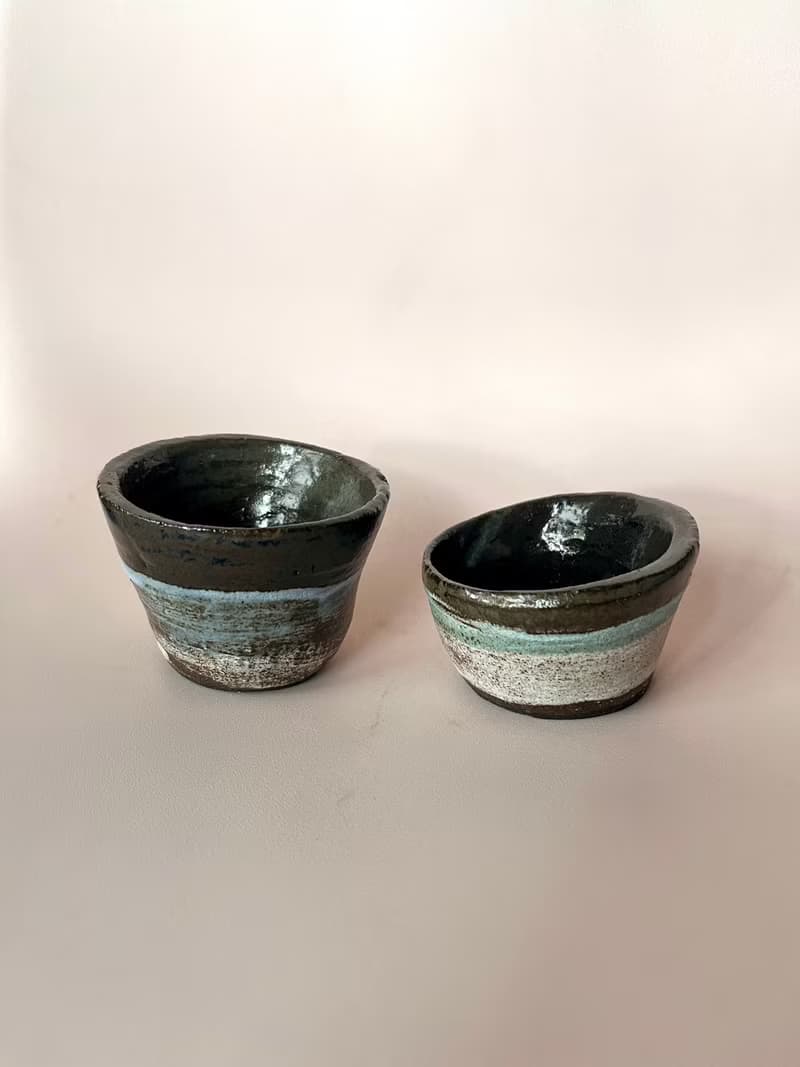 Espresso cup / Tea cup x2 - Black Landscape and Sea