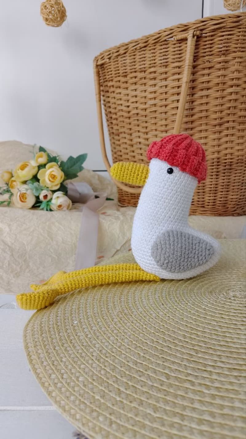 Soft toy Seagull little white bird in hat memories of the sea go away gift
