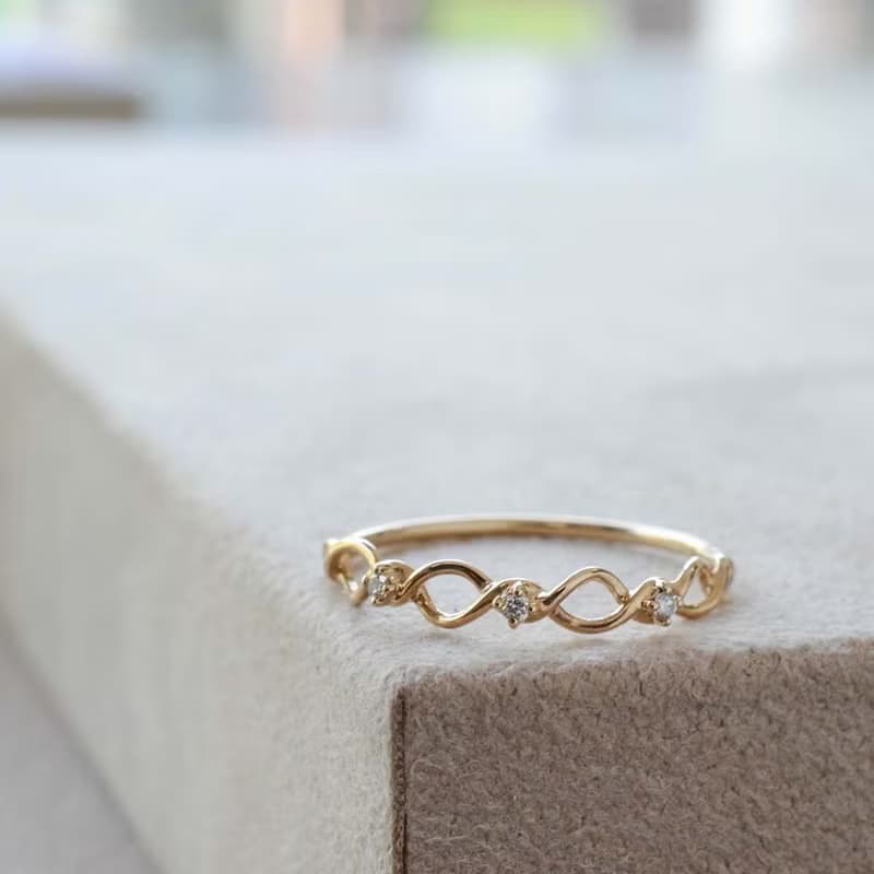 Gold Polish Ring 黃金鑽石戒指 日本製造 LiN