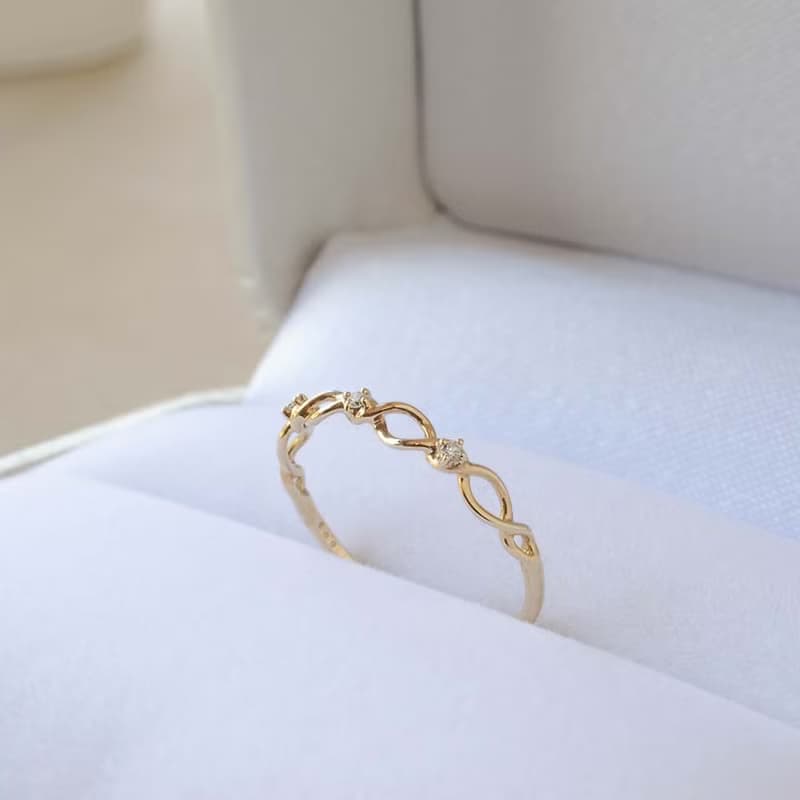 Gold Polish Ring 黃金鑽石戒指 日本製造 LiN