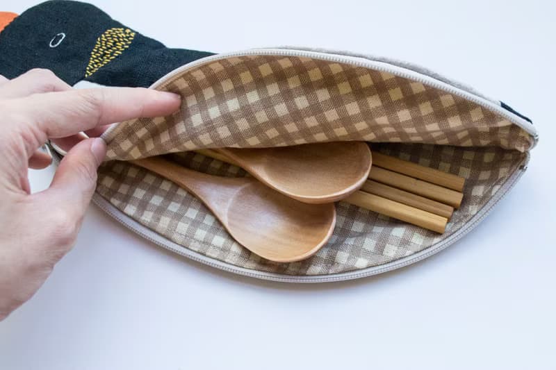 Penguin travel cutlery pouch case - Soot