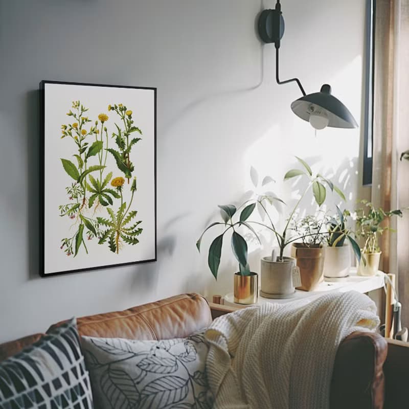 蒲公英花譜－畫/盆栽植物/臥室掛畫/家居佈置/餐廳裝飾/民宿/花