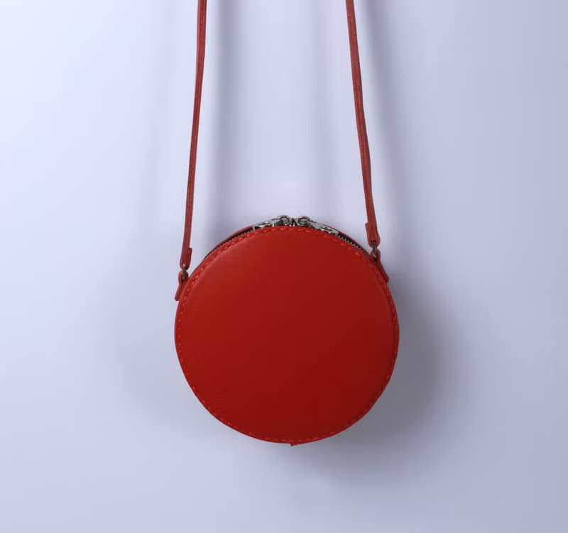 Zemoneni 全手作 牛皮 lucky紅 圓形隨身小背包
