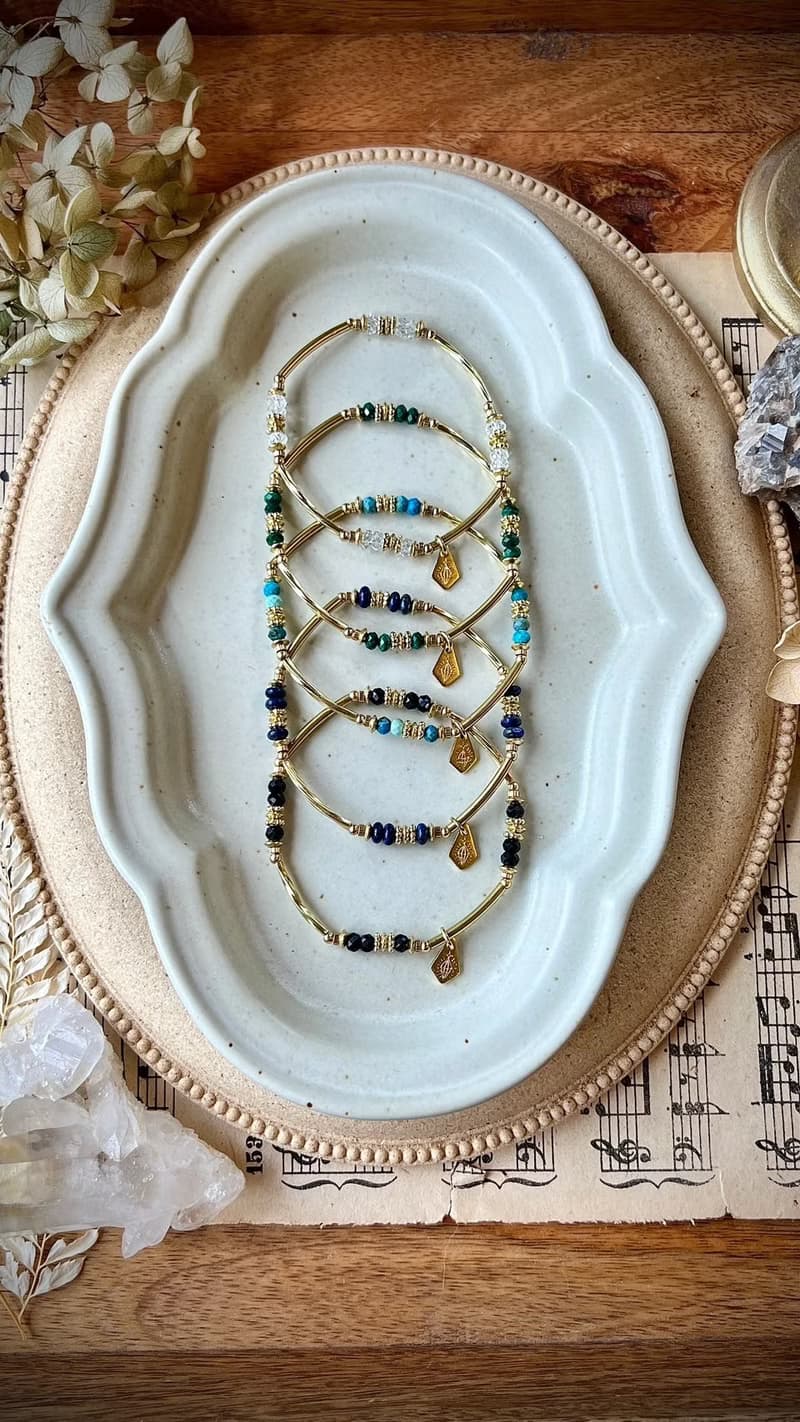 -分裂-天然水晶手鏈/黃銅手鍊