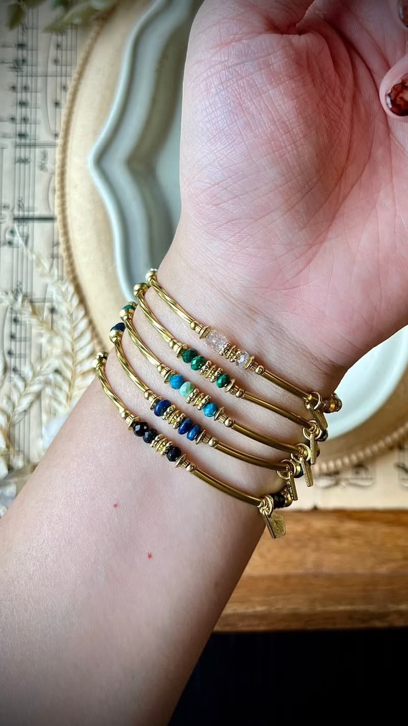 -分裂-天然水晶手鏈/黃銅手鍊