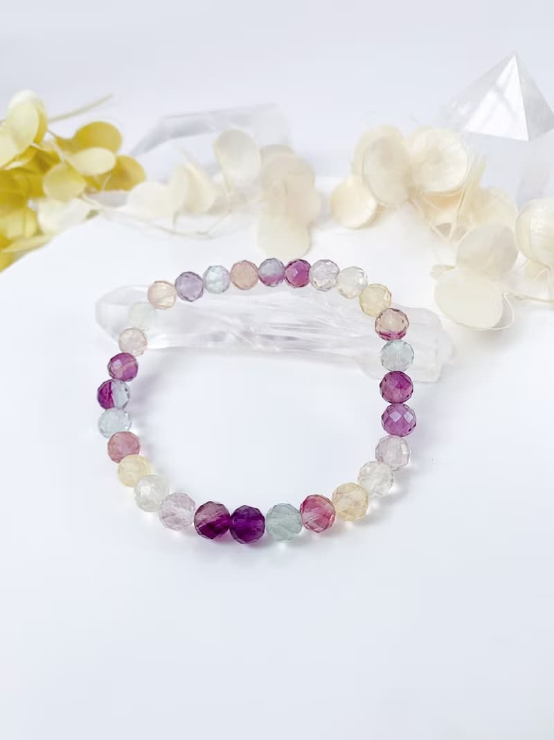 彩虹螢石刻面手串||彩虹螢石/水晶/手串/手鍊/小魔女DoReMi/波隆