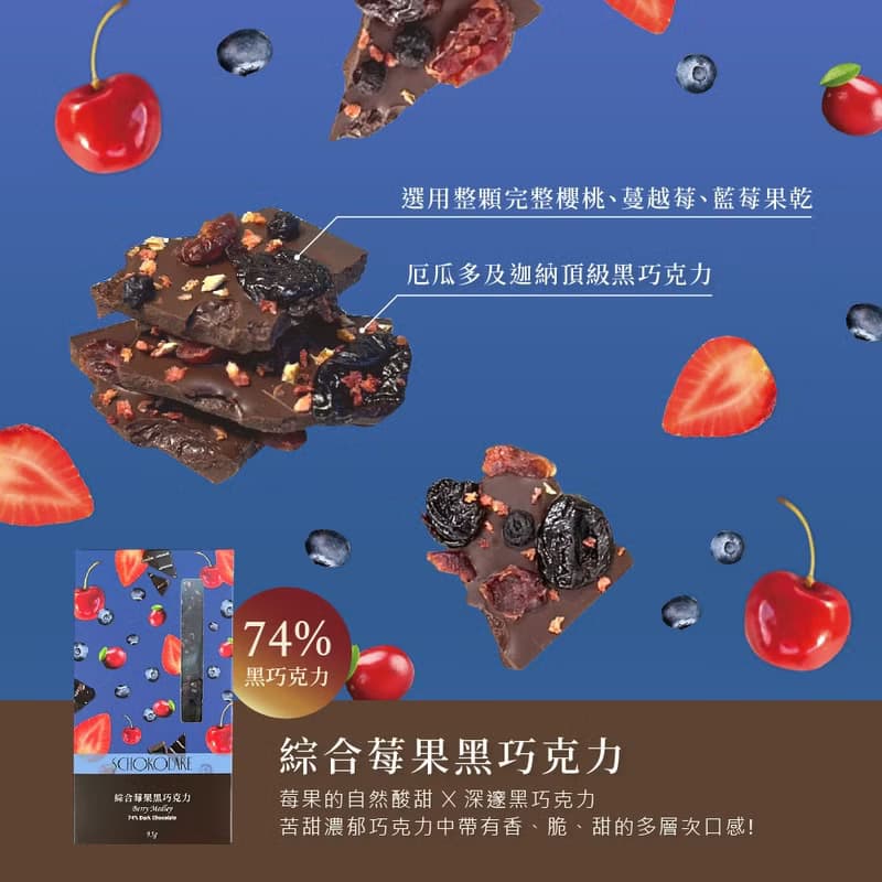 巧克力雲莊-綜合莓果黑巧克力95g