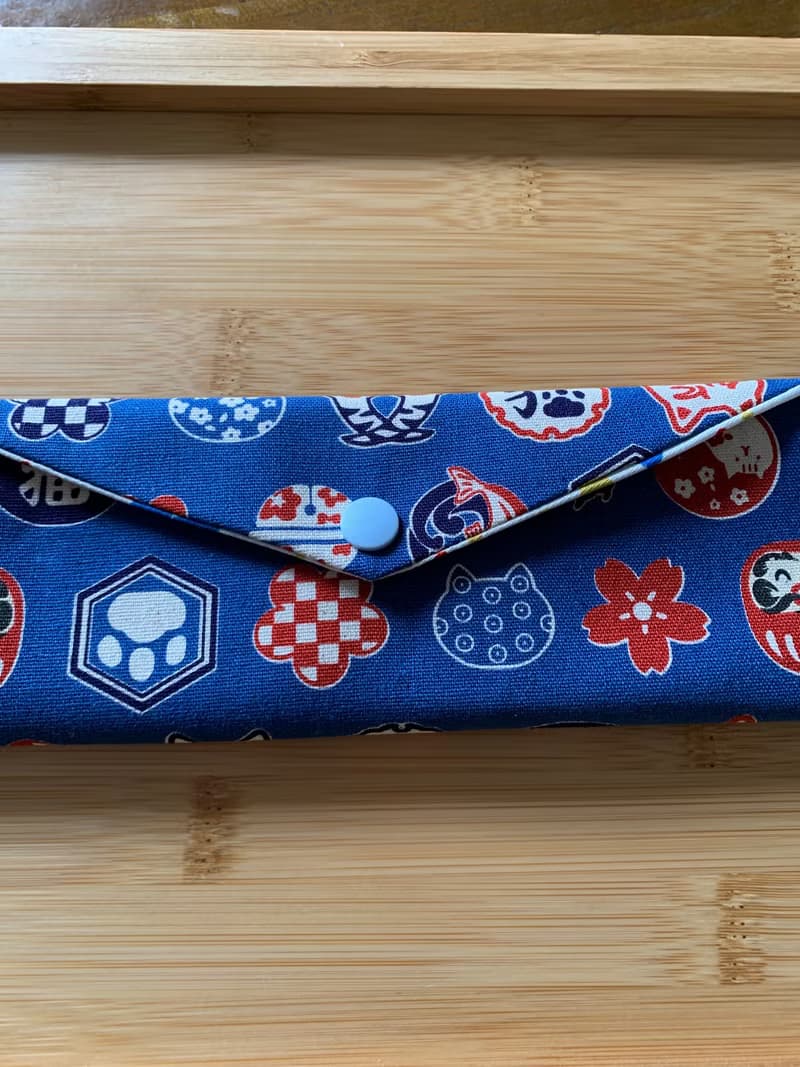 文青風環保純棉筷袋  日本福神 耐看藍 日本 潮物 收納 手作餐具