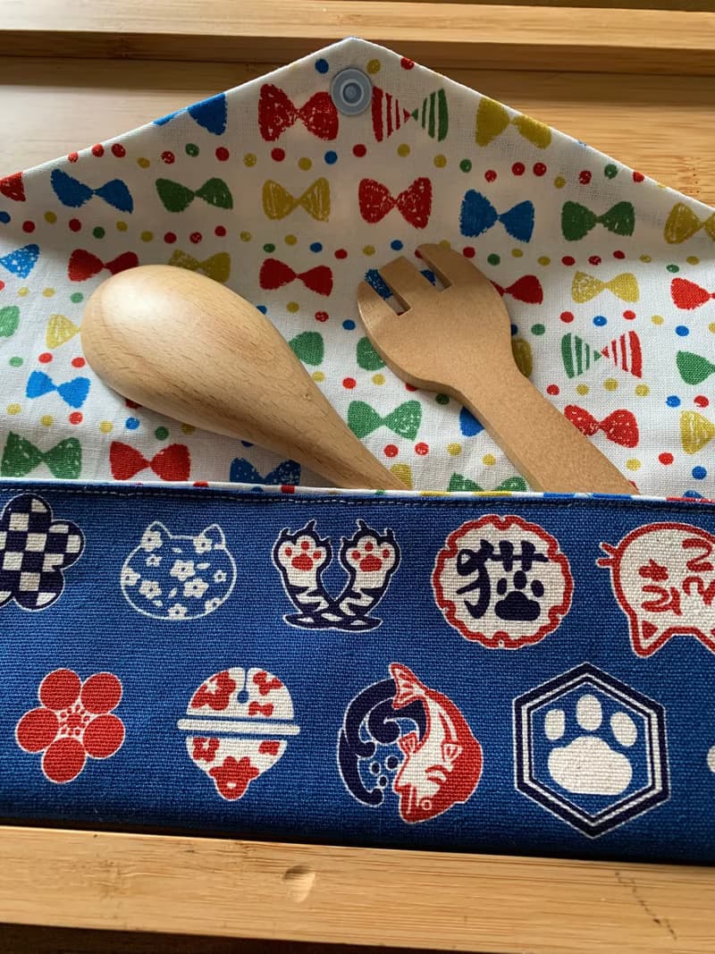 文青風環保純棉筷袋  日本福神 耐看藍 日本 潮物 收納 手作餐具