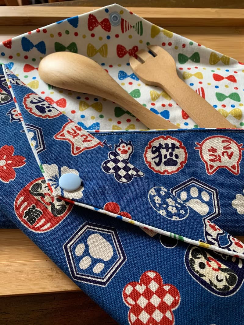 文青風環保純棉筷袋  日本福神 耐看藍 日本 潮物 收納 手作餐具