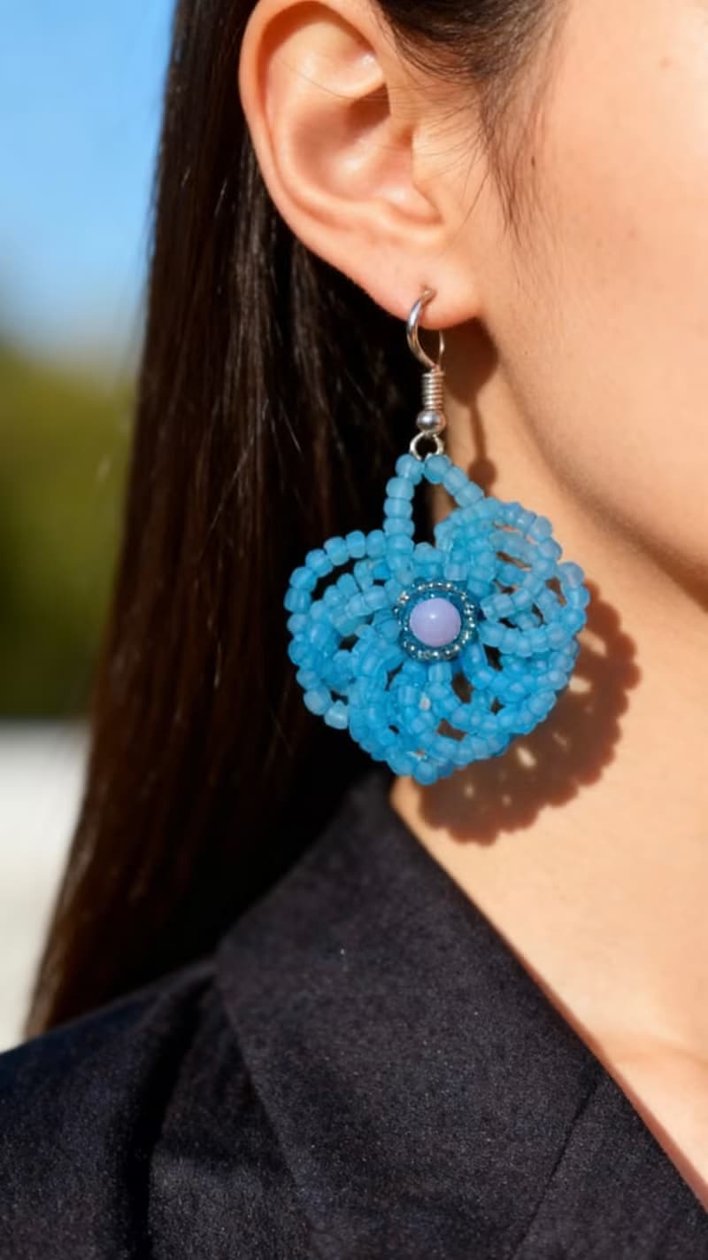 Crystal.EAA 設計款琉璃耳飾 淺海琉璃花團耳環