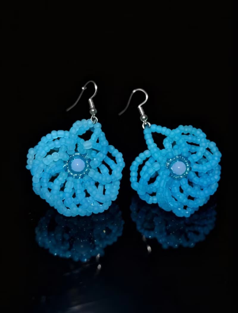 Crystal.EAA 設計款琉璃耳飾 淺海琉璃花團耳環