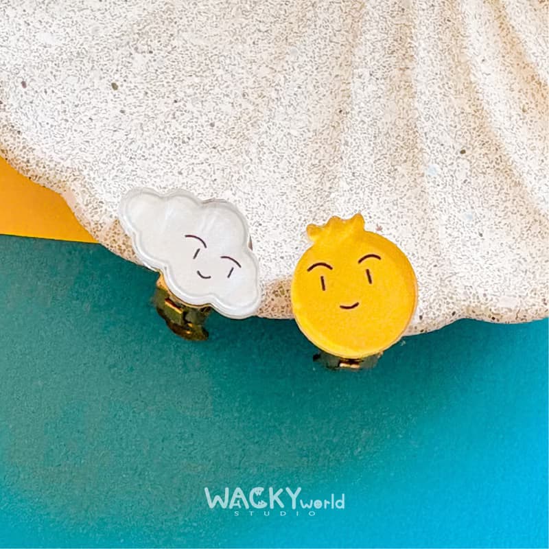壓克力耳環 耳夾 擁抱雲朵的太陽