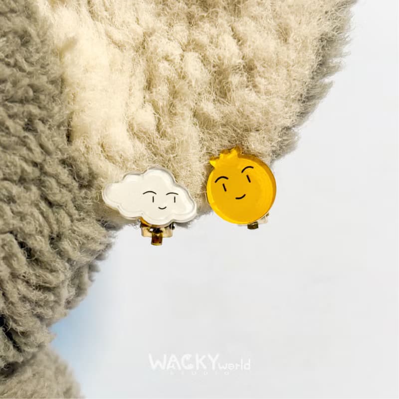 壓克力耳環 耳夾 擁抱雲朵的太陽