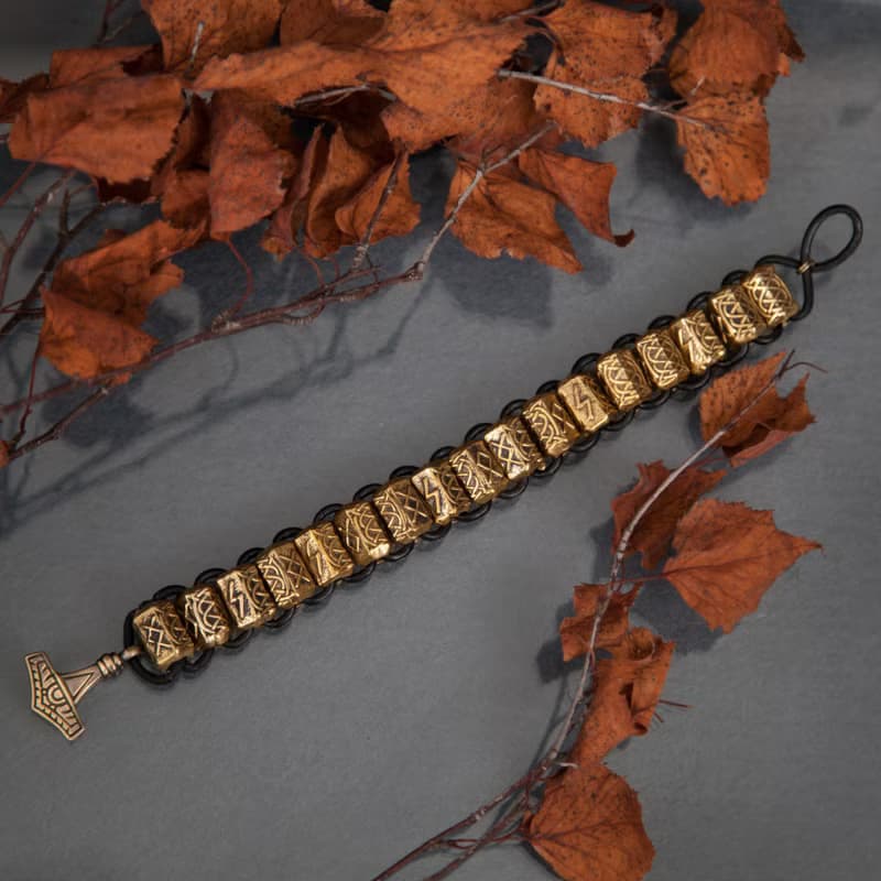 Massive rune bracelet thor hammer. Viking jewelry. Man present. Pagan bangle.