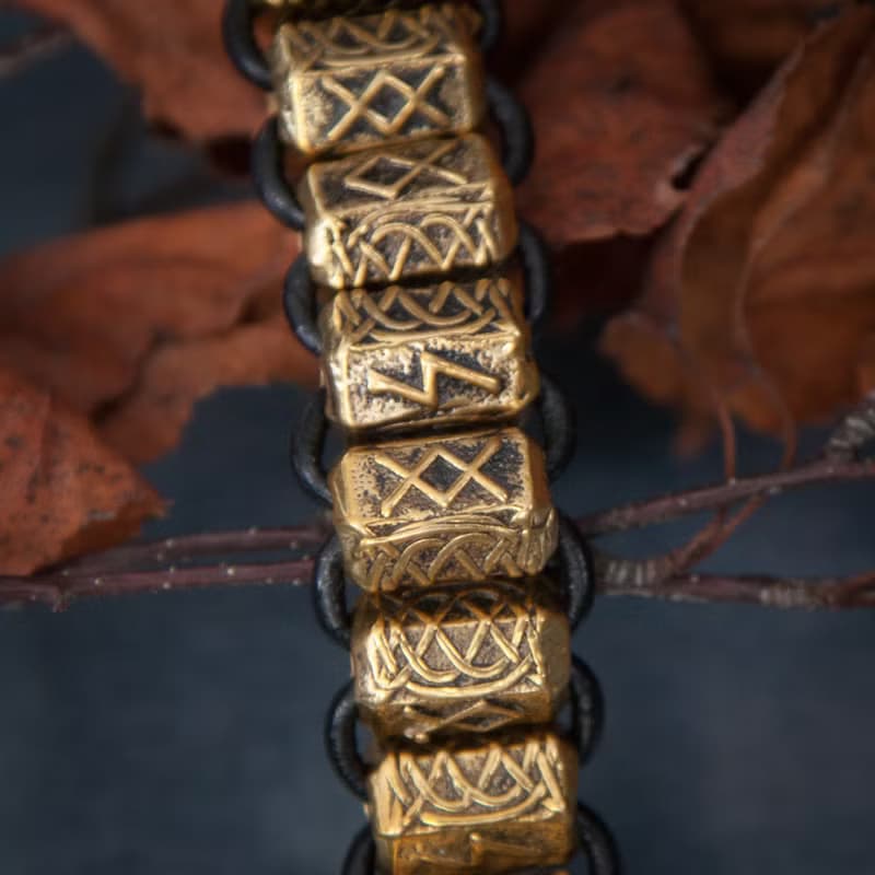 Massive rune bracelet thor hammer. Viking jewelry. Man present. Pagan bangle.