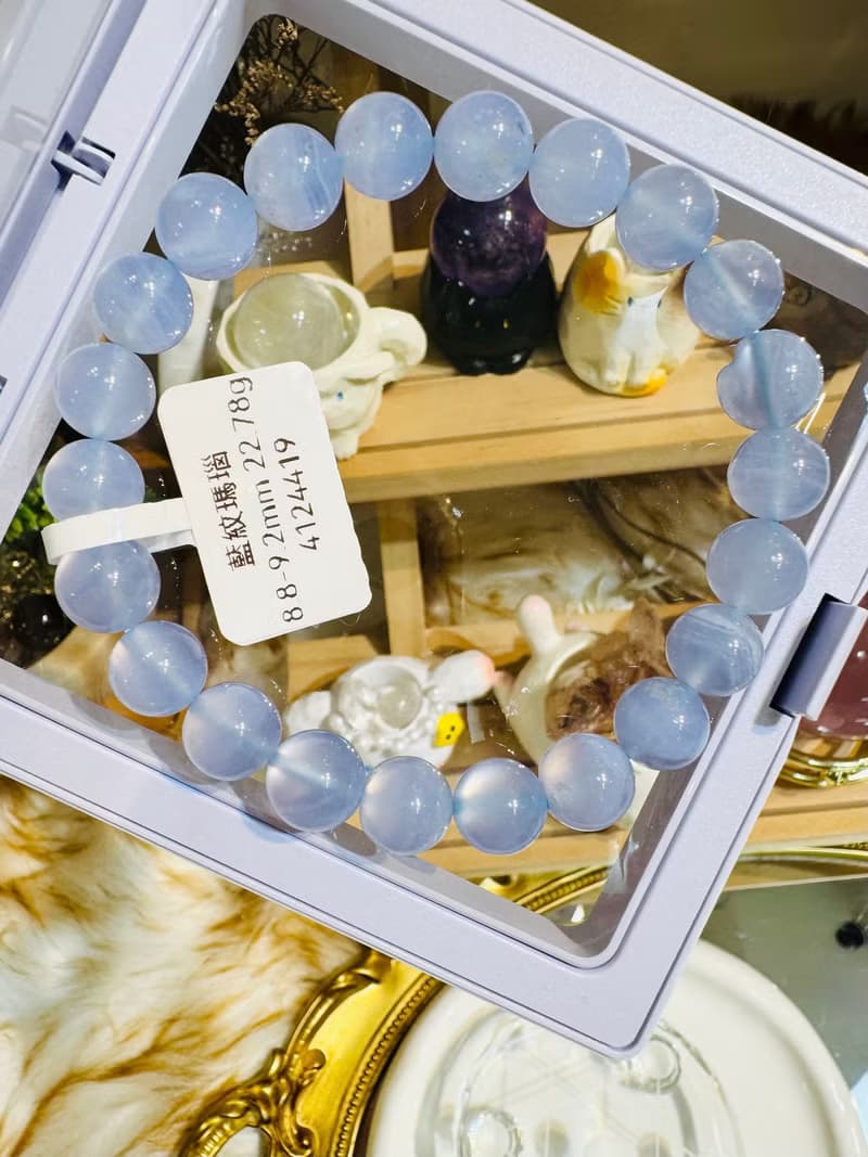 天然仙女色藍紋瑪瑙蕾絲雲朵8.8-9.2mm22.78g安撫焦慮情緒溝通順