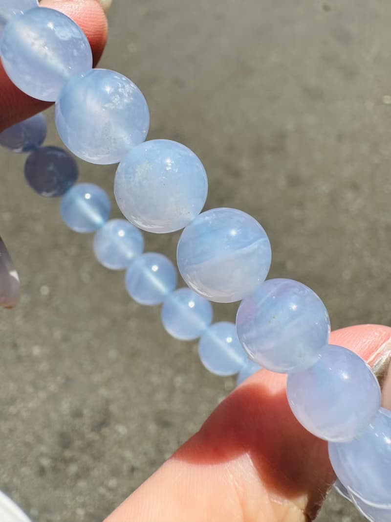 天然仙女色藍紋瑪瑙蕾絲雲朵8.8-9.2mm22.78g安撫焦慮情緒溝通順