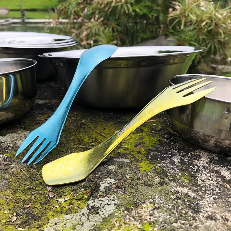 多功能純鈦冰晶雙頭匙叉二件組