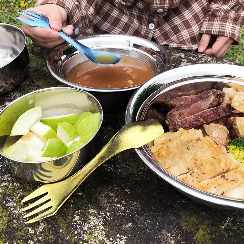多功能純鈦冰晶雙頭匙叉二件組