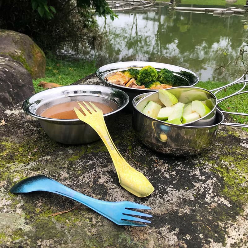 多功能純鈦冰晶雙頭匙叉二件組