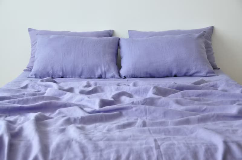 Lavender linen fitted sheet / Softened linen bed sheet / Deep pocket