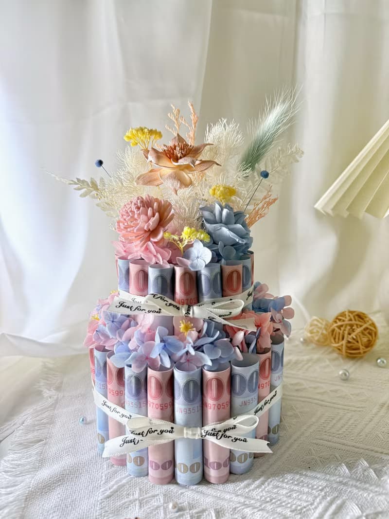 母親節 有錢花蛋糕 鈔票蛋糕 祝賀蛋糕 紙鈔蛋糕 生日蛋糕 永生花