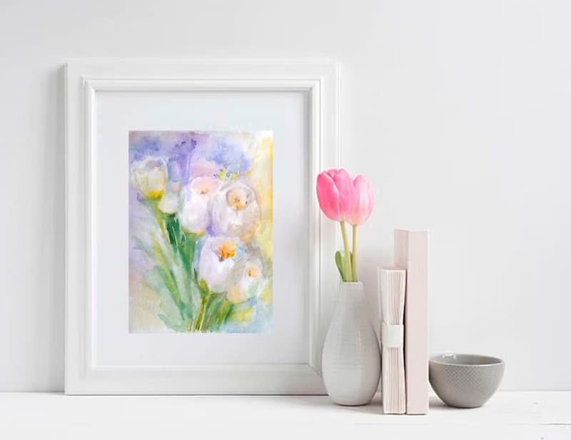 Floral Original Watercolor Bouquets Painting Flower Still Life 手工水彩 原创水彩