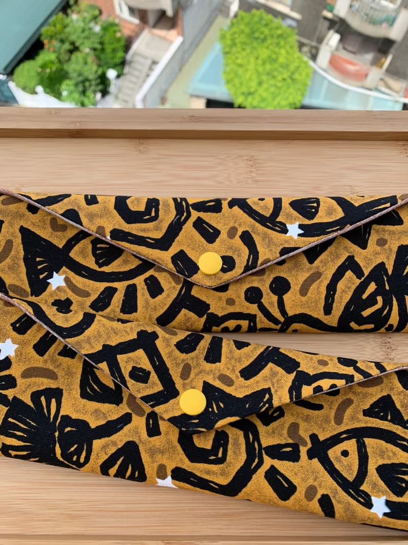 文青風環保筷袋 ~馬雅文明 斑駁橘黃 收納包.環保筷袋.手作餐具袋