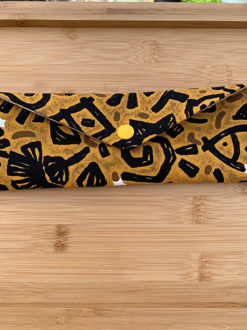 文青風環保筷袋 ~馬雅文明 斑駁橘黃 收納包.環保筷袋.手作餐具袋