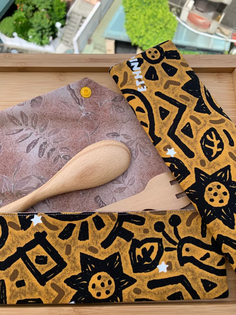 文青風環保筷袋 ~馬雅文明 斑駁橘黃 收納包.環保筷袋.手作餐具袋