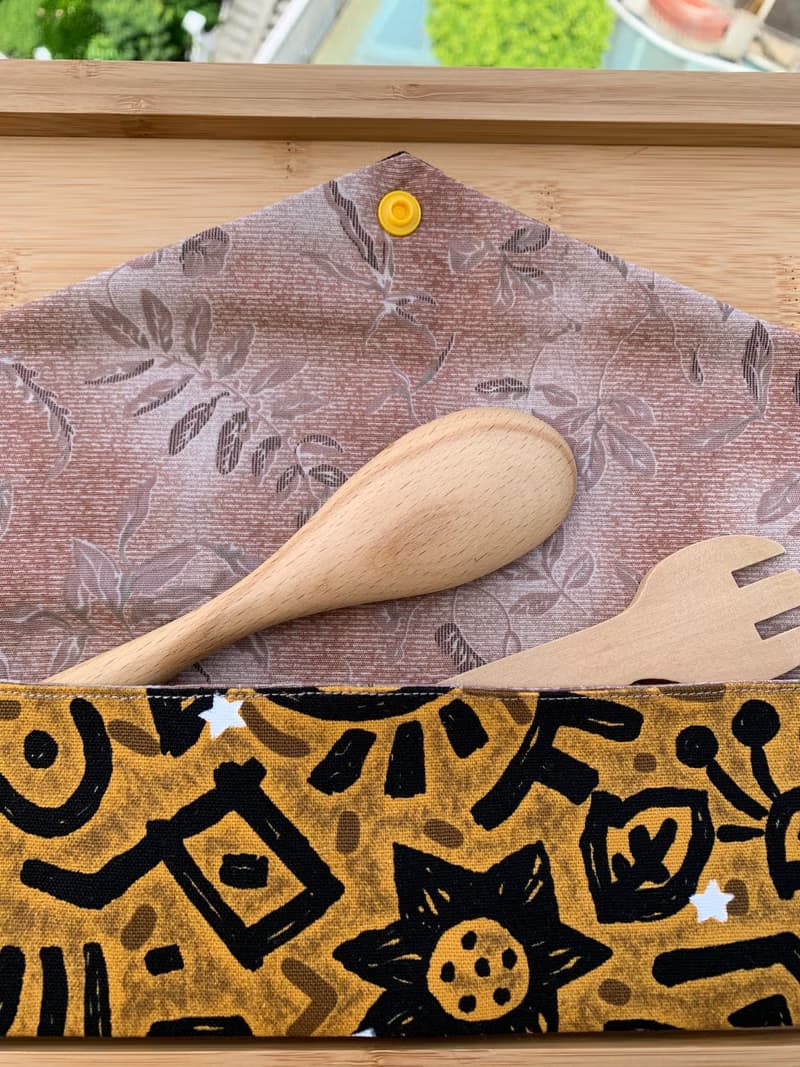 文青風環保筷袋 ~馬雅文明 斑駁橘黃 收納包.環保筷袋.手作餐具袋