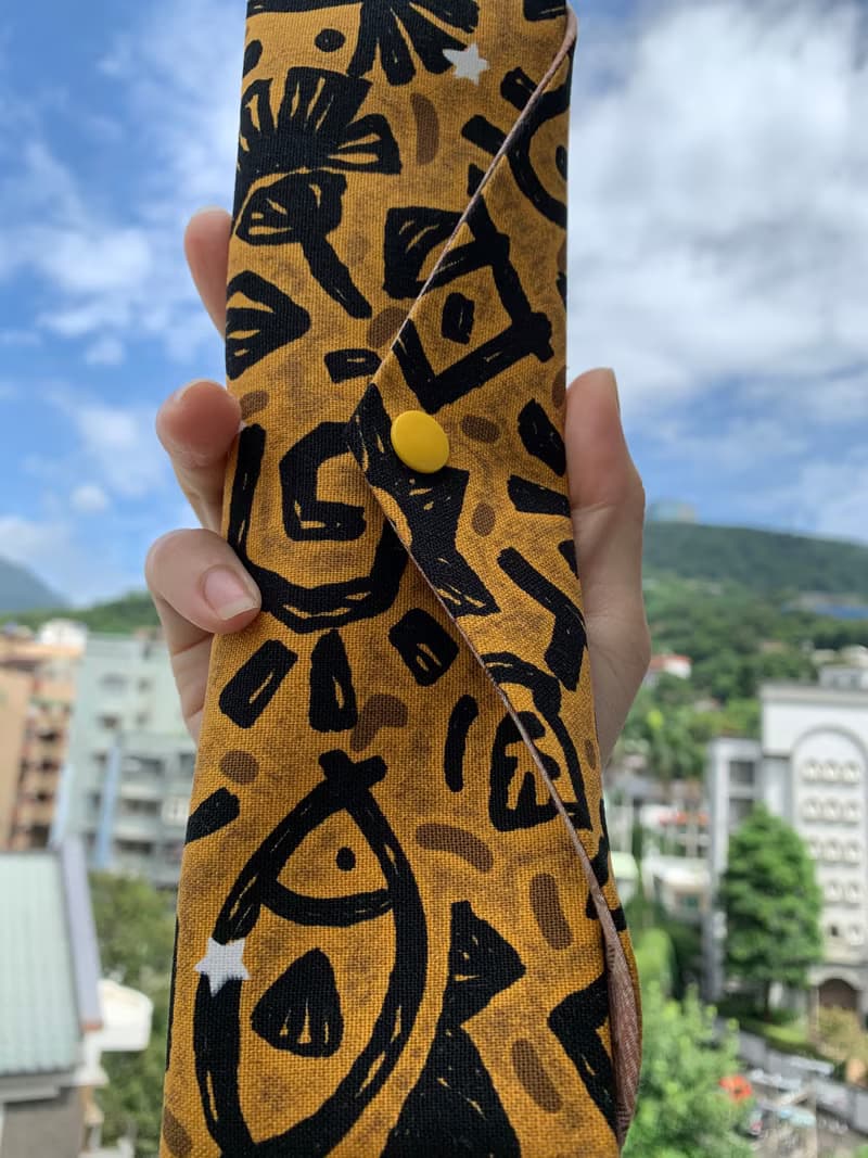 文青風環保筷袋 ~馬雅文明 斑駁橘黃 收納包.環保筷袋.手作餐具袋