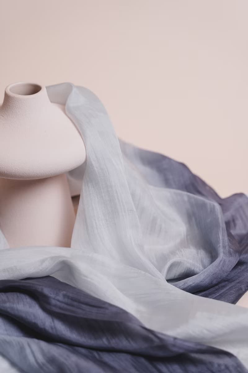 100% Mulberry Silk Scarf – Hand Dyed, Lightweight, Silver Grey Ombre