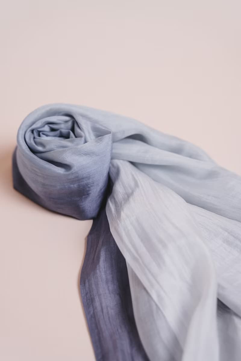 100% Mulberry Silk Scarf – Hand Dyed, Lightweight, Silver Grey Ombre
